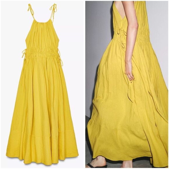 ZARA ZW COLLECTION VOLUMINOUS LINEN DRESS - Picture 2 of 11